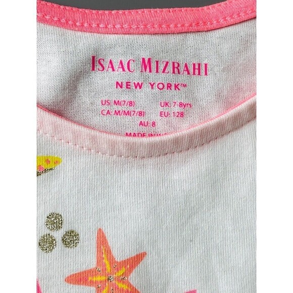 Isaac Mizrahi New York Girls White Tank Top Size M (7/8) Stars Glitter Colorful - Picture 3 of 9